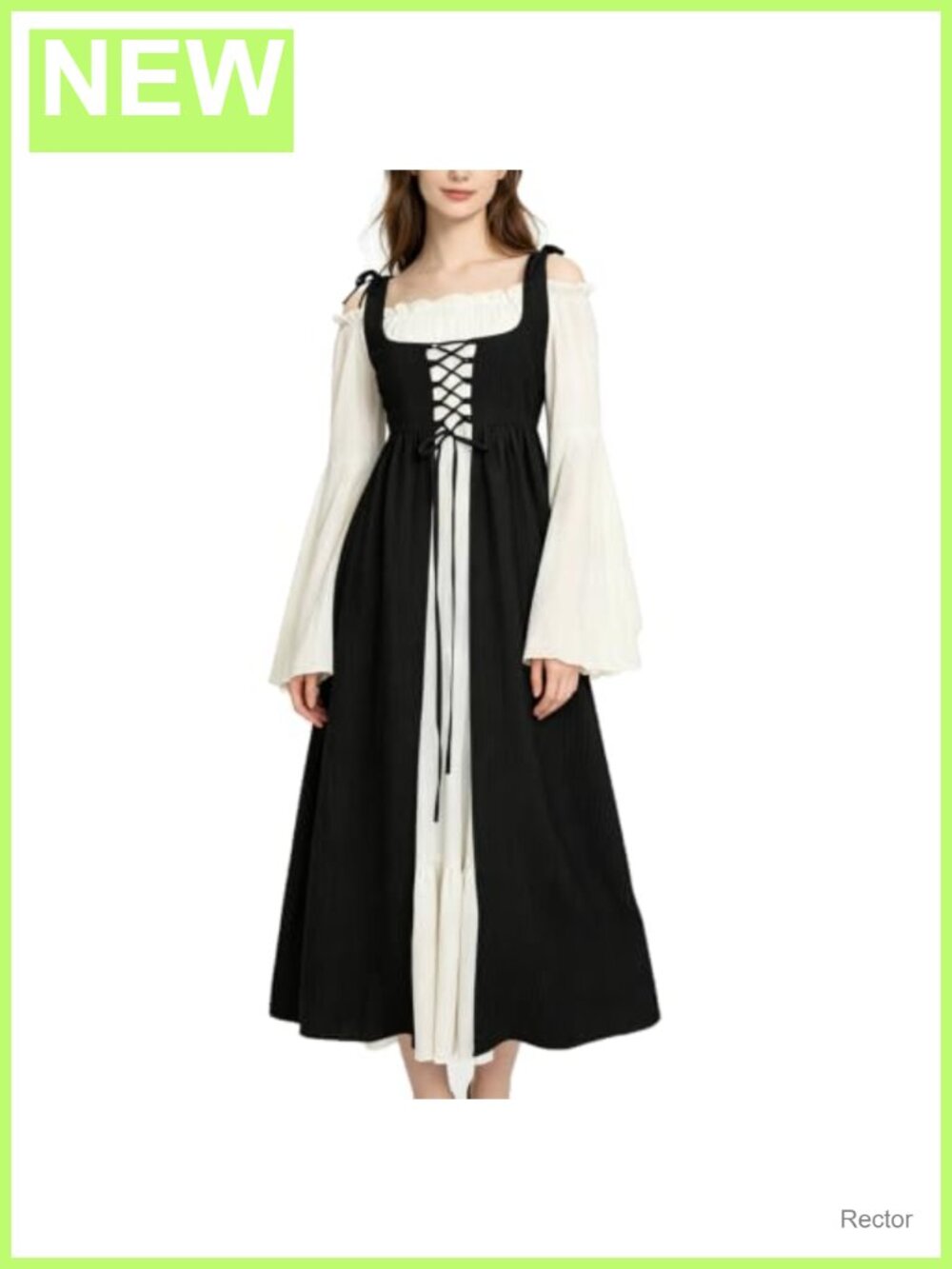Renaissance Costume Women Medieval Dress Bell Sleeve Polyester